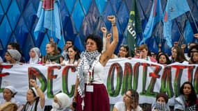 Manifestation en soutien aux Gazaouis le 3 décembre 2023, pendant la COP28 à Dubaï