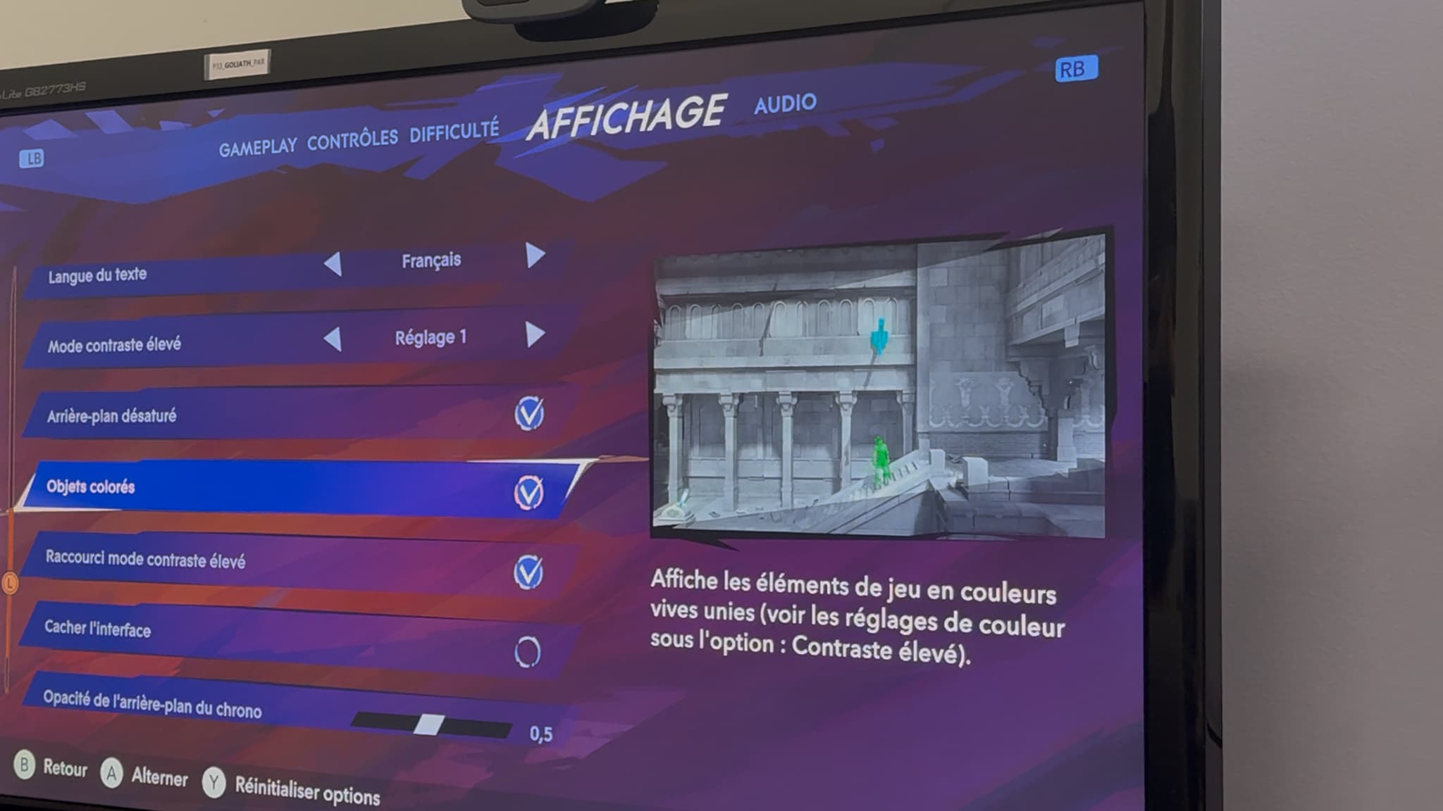 L'un des multiples menus accessibilité de "Prince of Persia: The Lost Crown" L'un des multiples menus accessibilité de "Prince of Persia: The Lost Crown"