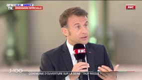 Emmanuel Macron à 100 jours des JO: "On met en place un périmètre de sécurité qui va être très large où on va cribler tous les gens qui rentrent et qui sortent"
