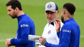 Christophe Galtier avec Lionel Messi et Neymar en septembre 2022