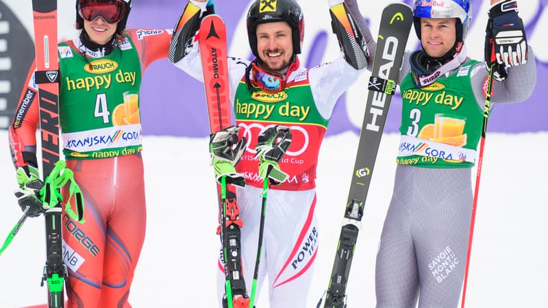 Henrik Kristoffersen, Marcel Hirscher et Alexis Pinturault