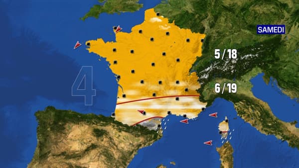 Carte de France de la météo samedi.