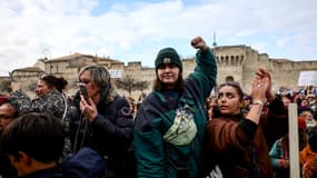 Le public massé devant le tribunal d'Avignon, dans l'attente de la sortie de Gisèle Pélicot, jeudi 19 décembre. 