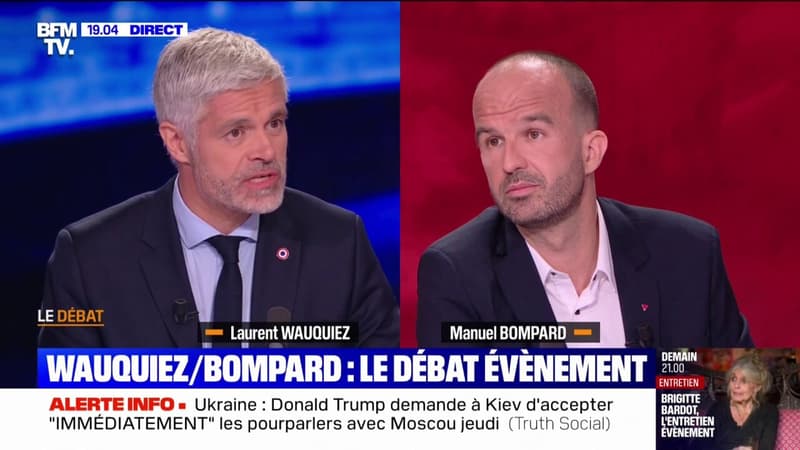 OQTF: Laurent Wauquiez (LR) veut "un effet dissuasif", Manuel Bompard (LFI) lui répond en disant "qu'il faut discuter avec les pays qui sont censés les récupérer" thumbnail