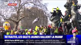 Retraites: des gilets jaunes ont rejoint la place de la Nation à Paris, départ de la manifestation