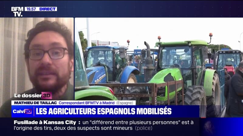 Espagne: une vingtaine de tracteurs et quelques 300 agriculteurs ont défilé devant le ministère de l'Agriculture à Madrid pour protester contre la crise qui touche le secteur