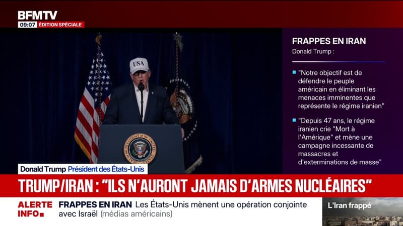 "Ils ne peuvent pas avoir d'armes nucléaires", assure Donald Trump qui annonce que les États-Unis vont "détruire les missiles iraniens"