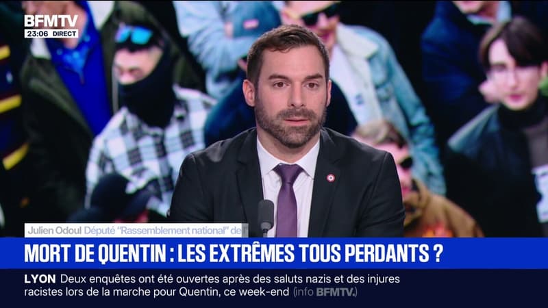 Julien Odoul (RN), estime que "Jean-Luc Mélenchon salit le profil" de Quentin Deranque "pour excuser et justifier ses agresseurs"