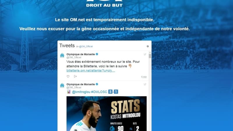 Le site de l'OM a connu des ratés