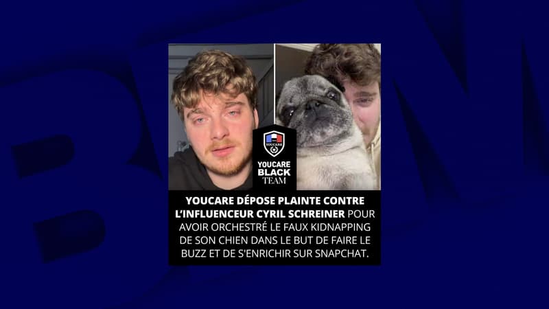 "Ne pas laisser cette très mauvaise blague impunie": l'association Youcare porte plainte contre l'influenceur Cyril Schreiner après le faux kidnapping de son chien