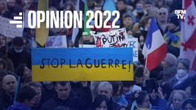 Une manifestation en soutien au peuple ukrainien le 27 février 2022 à Paris.