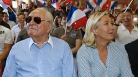 Jean-Marie et Marine Le Pen, le 7 septembre 2014 à Fréjus.