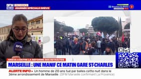 Grève du 23 mars: des étudiants manifestent sur les voies de la gare Saint-Charles