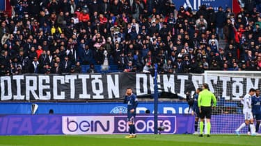 Une banderole des ultras lors de PSG-Bordeaux, le 13 mars 2022