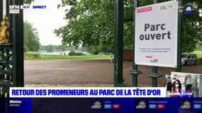 Retour des promeneurs au parc de la Tête d'or