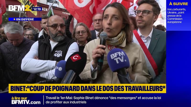Renvoi du vote sur le 1er-Mai: Sophie Binet (CGT) dénonce "un coup de poignard dans le dos des millions de travailleurs"