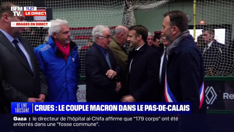 Crues: Emmanuel et Brigitte Macron sont arrivés à Saint-Omer dans le Pas-de-Calais