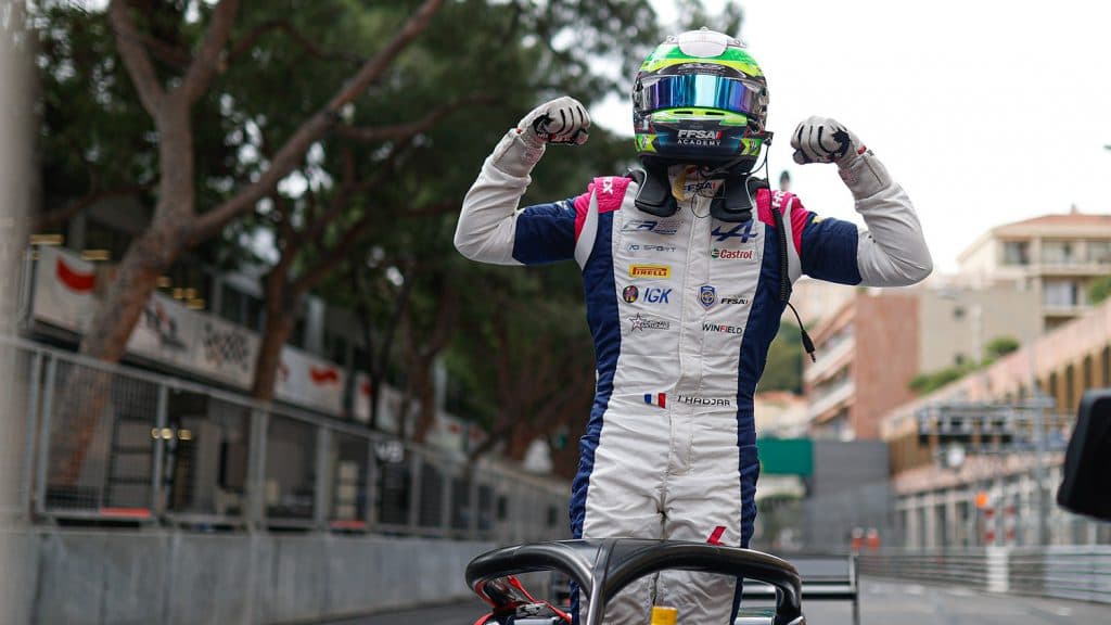 Iscak Hadjar après sa victoire en FRECA à Monaco en 2021