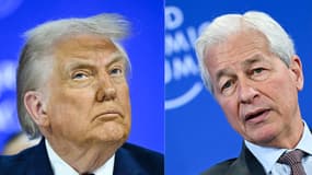 Le président américain Donald Trump et le patron de la banque JPMorgan Chase Jamie Dimon au Forum de Davos.