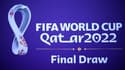 Le logo de la Coupe du monde 2022 au Qatar, le 1er avril 2022 à Doha, où aura lieu le tirage au sort du Mondial (21 novembre - 18 décembre)