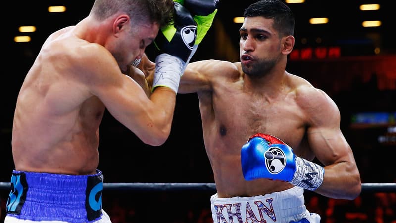 Amir Khan lors de son duel contre Chris Algieri 