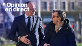 Édouard Philippe et Bruno Retailleau, ici photographiés le 13 janvier 2025 au Havre (Seine-Maritime).