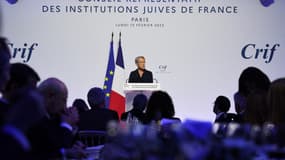 Elisabeth Borne lors du dîner du Crif, le 13 février 2023 à Paris