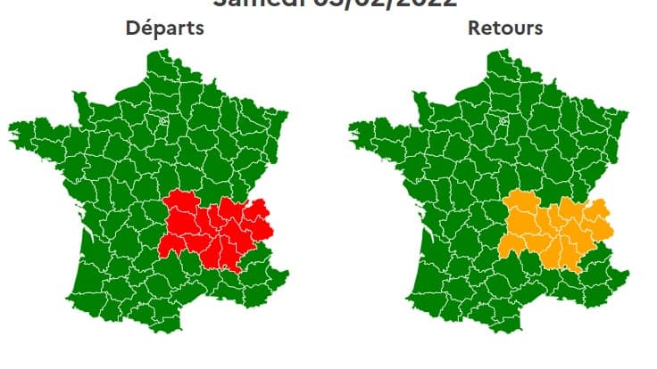Ce samedi 5 février est classé rouge sur les routes des Alpes. Ce samedi 5 février est classé rouge sur les routes des Alpes.
