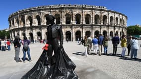 La statue de Christian Montcouquiol ou Nimeño II, figure de la tauromachie française, à Nîmes le 15 mai 2016. (Photo d'illustration)