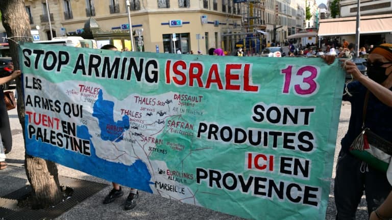UNE CENTAINE DE MANIFESTANTS PROPALESTINIENS INTERPELLÉS DEVANT UNE ENTREPRISE D'ARMEMENT ET PLACÉS EN GARDE À VUE À MARSEILLE