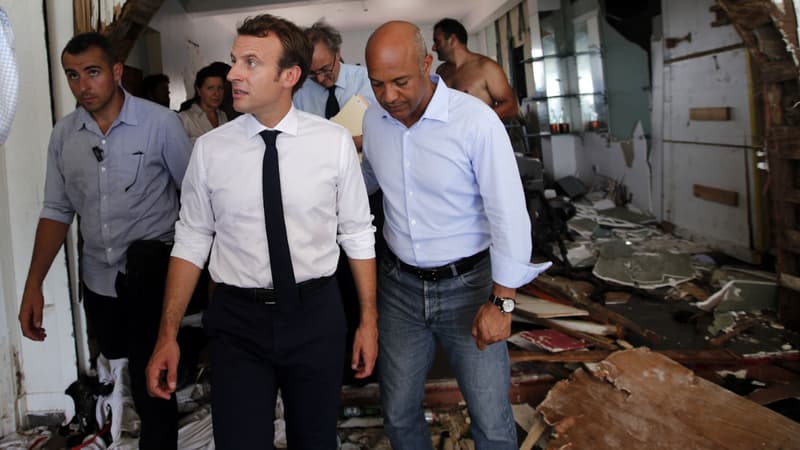 Le Président Emmanuel Macron à Saint-Martin, le 12 septembre 2017. 