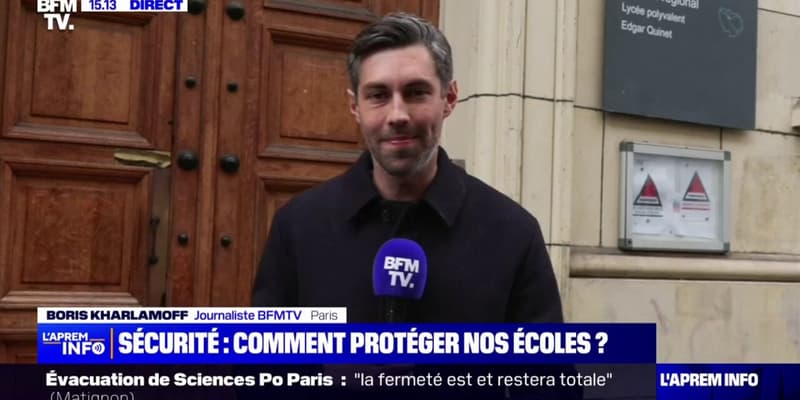 Sécurisation des établissements scolaires: le préfet de police, Laurent Nuñez en déplacement dans un lycée du 9e arrondissement de Paris