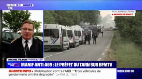 Manifestation anti-A69: "Un CRS et un gendarme blessés par un cocktail Molotov et un tir de mortier", annonce Michel Vilbois, préfet du Tran