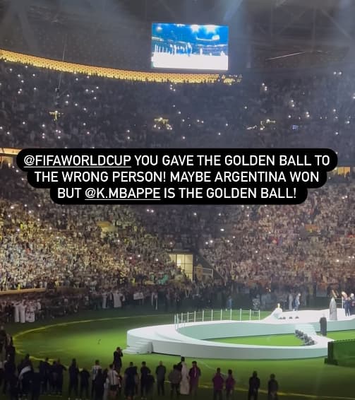 La story de la supportrice croate Ivana Knöll lors de la finale France-Argentine. La story de la supportrice croate Ivana Knöll lors de la finale France-Argentine.