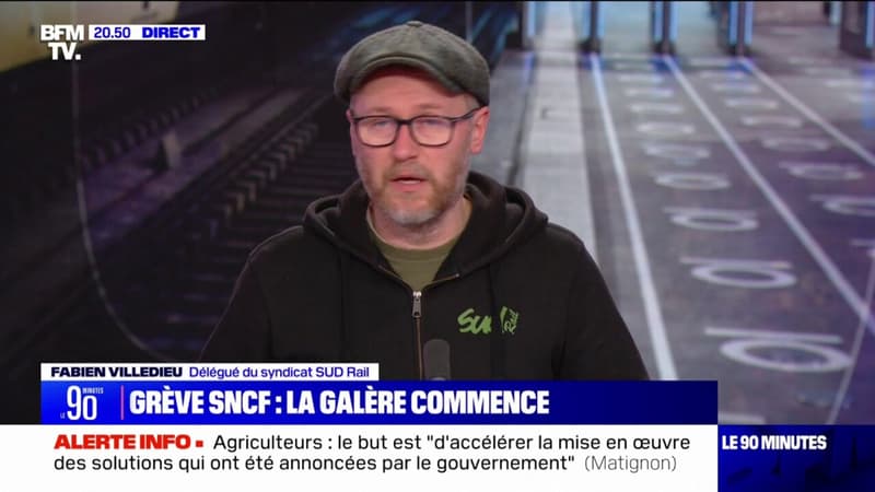 Grève à la SNCF: Pour l'instant, c'est un échec, dans la mesure où on n'a pas réussi à trouver un compromis, affirme Fabien Villedieu (délégué du syndicat Sud-Rail)