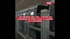 TGV, Métros, RER, TER ... toutes les prévisions de trafic pour la journée du 5 décembre