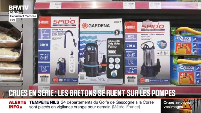 Crues: la pompe à eau, le nouvel outil indispensable des Bretons