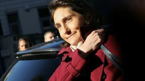 Amélie Oudéa-Castera arrive à l'école publique Littré à Paris, le 16 janvier 2024