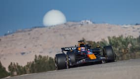 Max Verstappen au volant de sa RB20, lors des tests de pré-saison organisés sur le circuit de Sakhir, le 23 février 2024