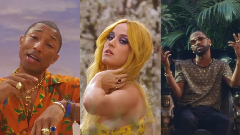 Pharrell Williams, Katy Perry et Big Sean dans le clip de "Feels"