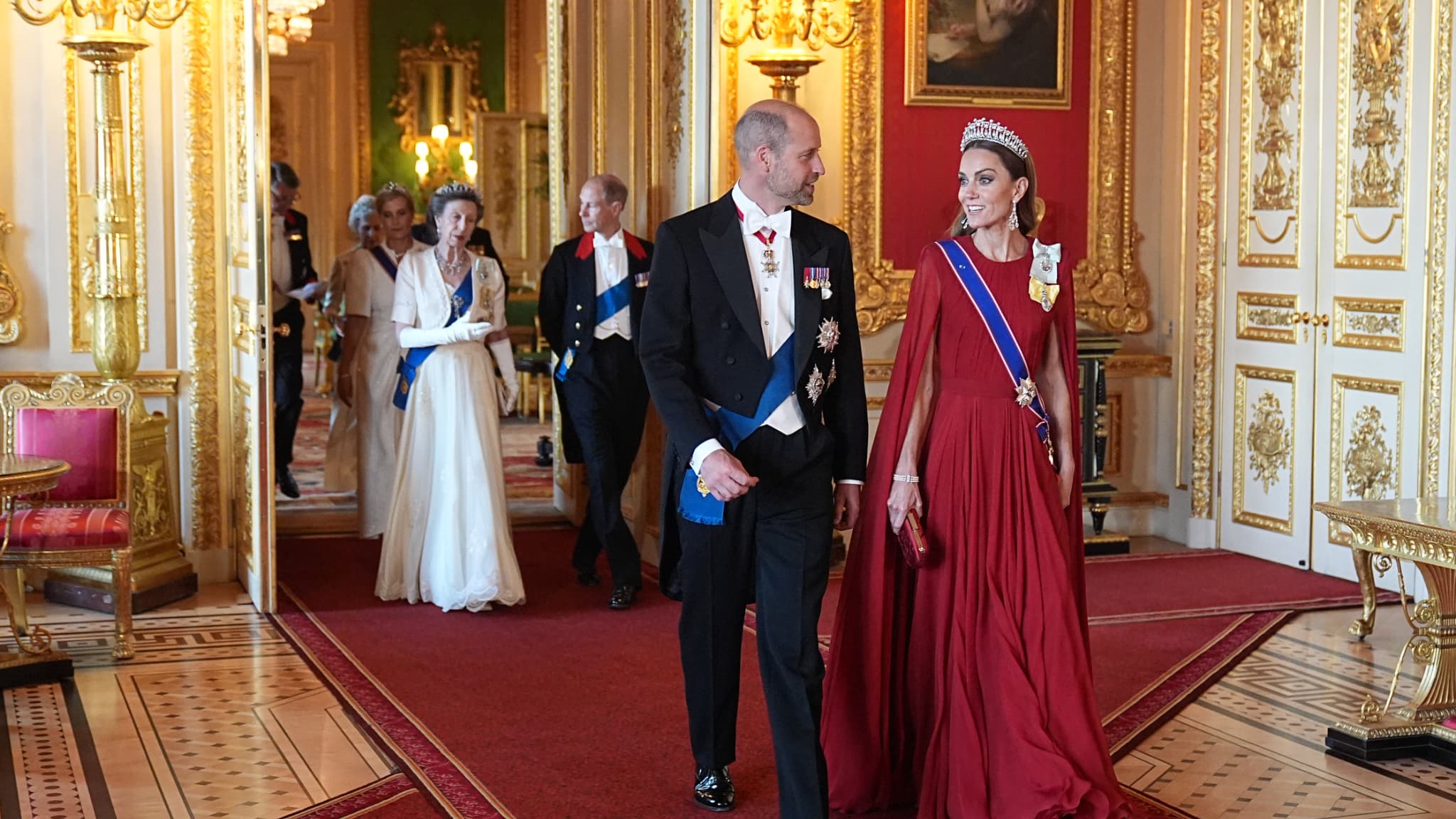 The Prince and the Princess of Wales at the state dinner at Windsor on July 8, 2025.