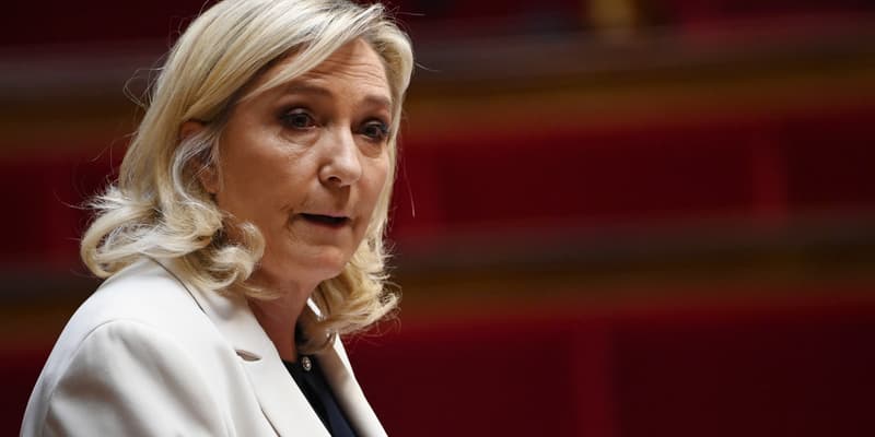 La président du groupe Rassemblement national Marine Le Pen à l'Assemblée nationale le 20 octobre.