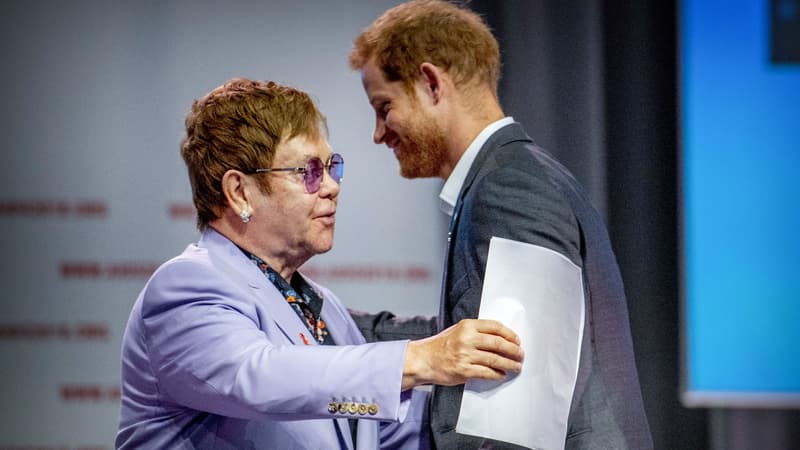 Elton John et le prince Harry à Amsterdam, le 24 juillet 2018