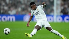 L'attaquant du Real Madrid Vinicius Jr face au Borussia Dortmund en Ligue des champions