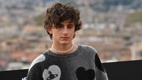 Timothée Chalamet assurant la promotion de son film "Bones and All" à Rome, le 12 novembre 2022.