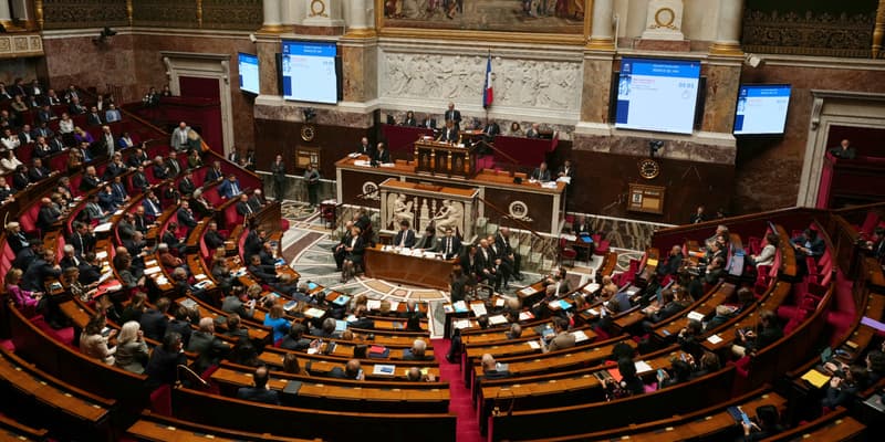 L'hémicycle de l'Assemblée nationale le 9 octobre 2024