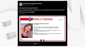 Katia, une jeune femme de 19 ans, est portée disparue depuis le samedi 17 août à Guingamp.