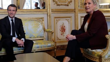 Emmanuel Macron et Marine Le Pen à l'Elysée.