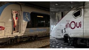 Les deux rames qui ont "frotté" à l'entrée de la gare de l'Est le 22 octobre 2025