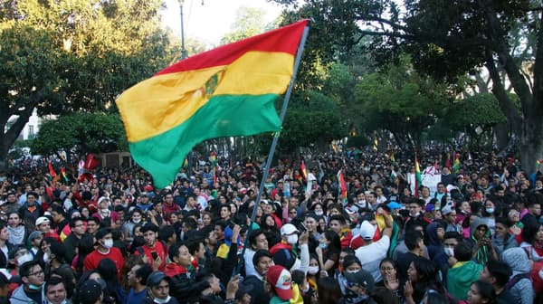 Manifestation contre les résultats de l'élection présidentielle à Sucre, en Bolivie, le 22 octobre 2019 Manifestation contre les résultats de l'élection présidentielle à Sucre, en Bolivie, le 22 octobre 2019